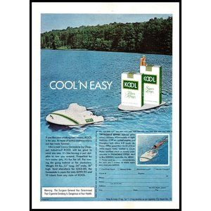 1975 Kool Cigarettes Vintage Print Ad Chappel Swimobile Lake Boat Wall Art